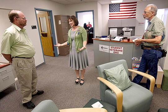 Veterans Services staff assist prospective students.