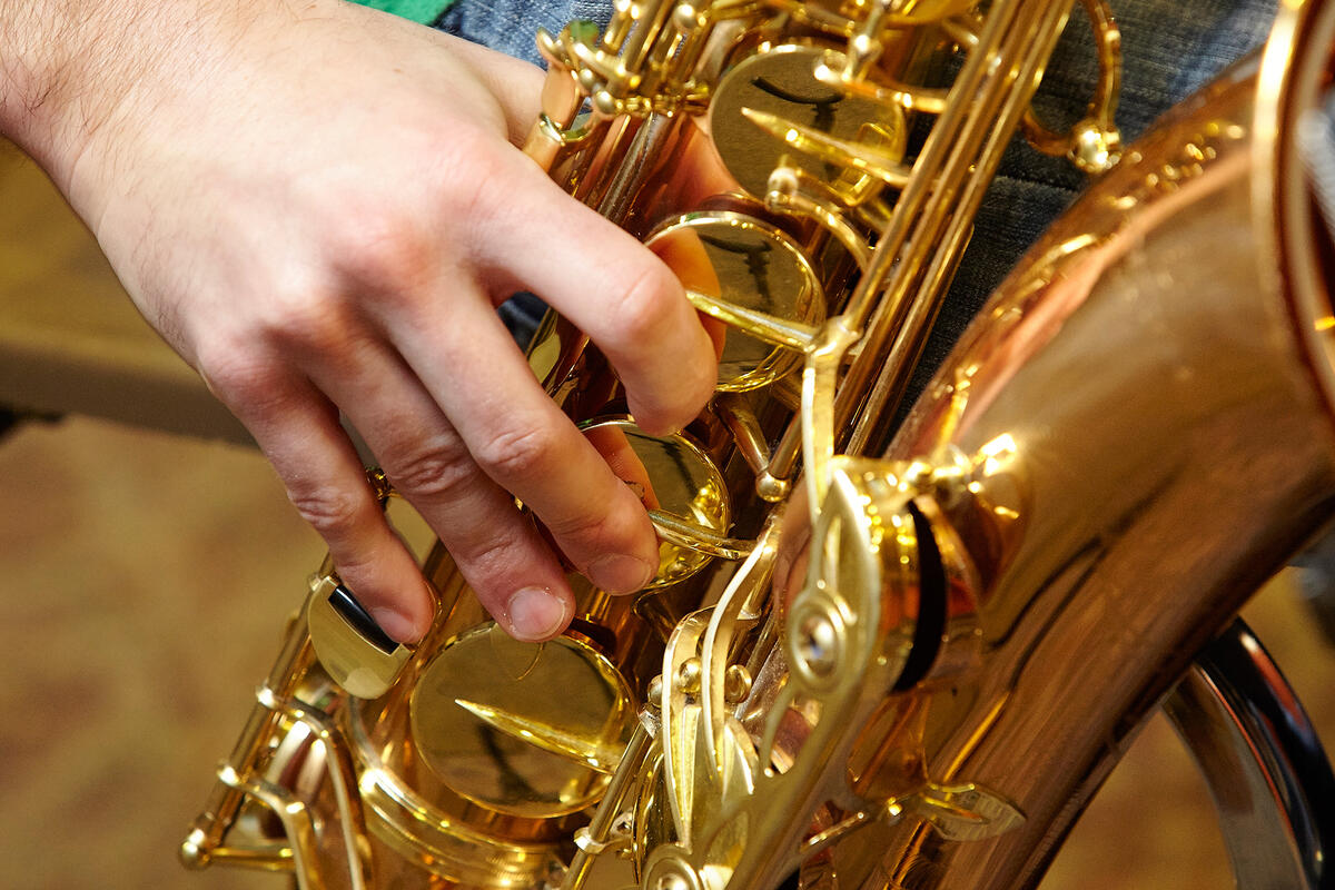 Closeup of a saxophone
