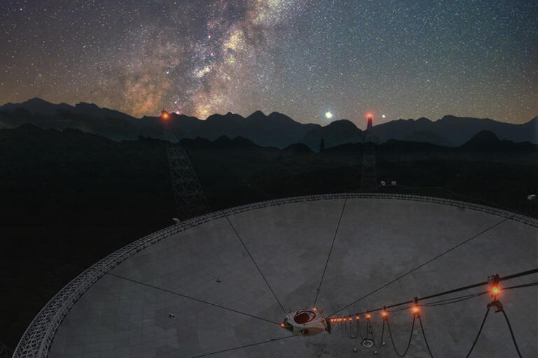 Image of telescope amidst dark sky